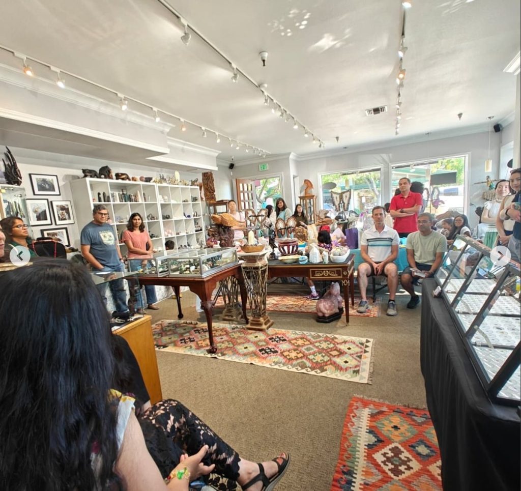 Guests gathered inside a local shop for a community book launch