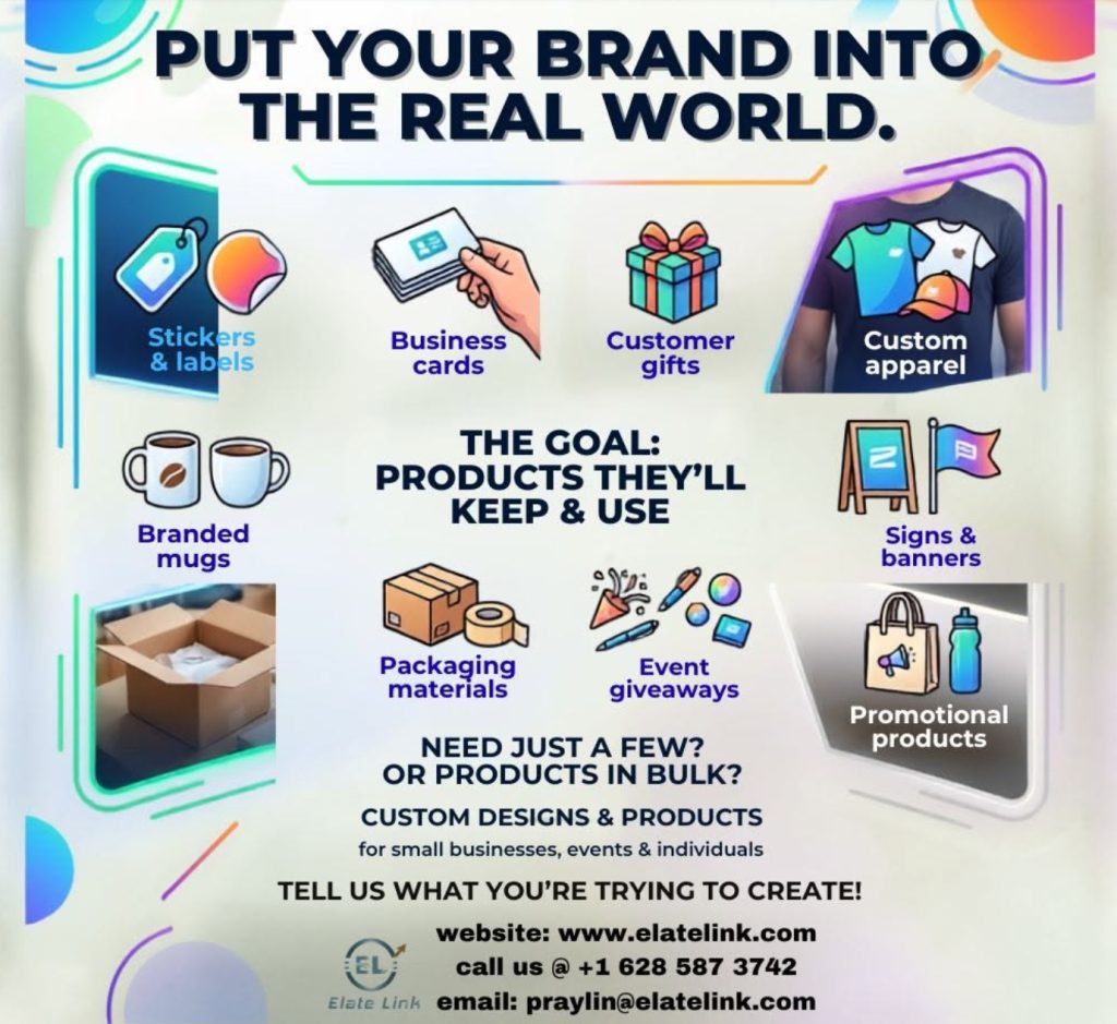 Elate Link social post about custom products for small businesses and events