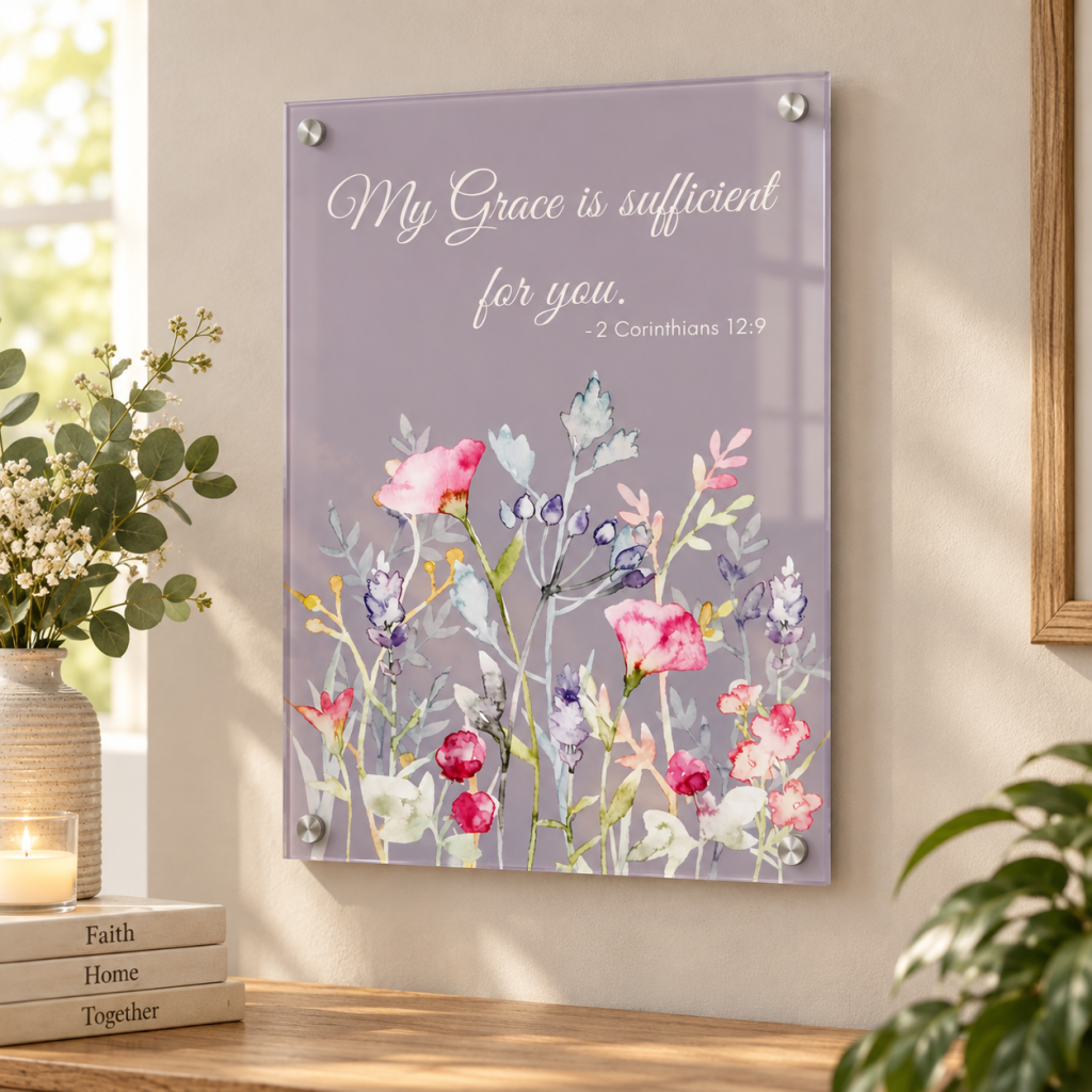 Personalized floral wall art displayed in a home setting