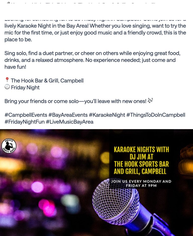 Social media post promoting a local karaoke event