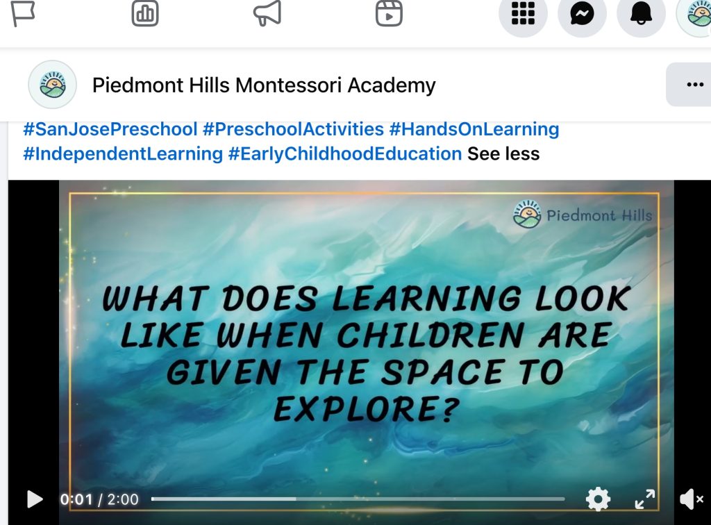 Social media video post about hands-on early learning
