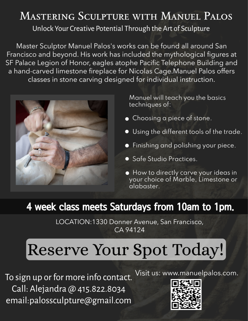 Dark promotional flyer for a sculpture class